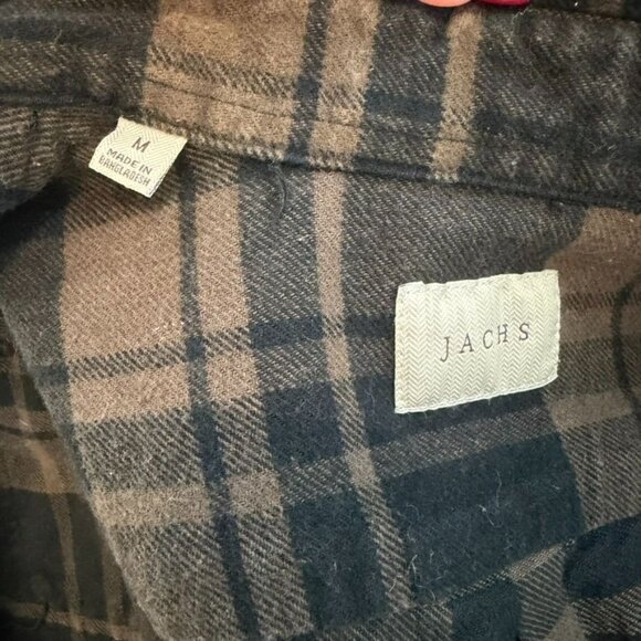 Jachs Brown Plaid 100% Cotton Flannel Shirt Jacket Shacket Size Medium - Picture 5 of 6
